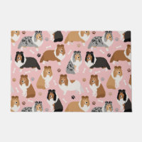 Sheltie Dog Bones and Paws Doormat