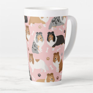 Sheltie Dog Bones and Paws Latte Mug