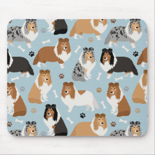 Sheltie Dog Bones and Paws Mouse Mat