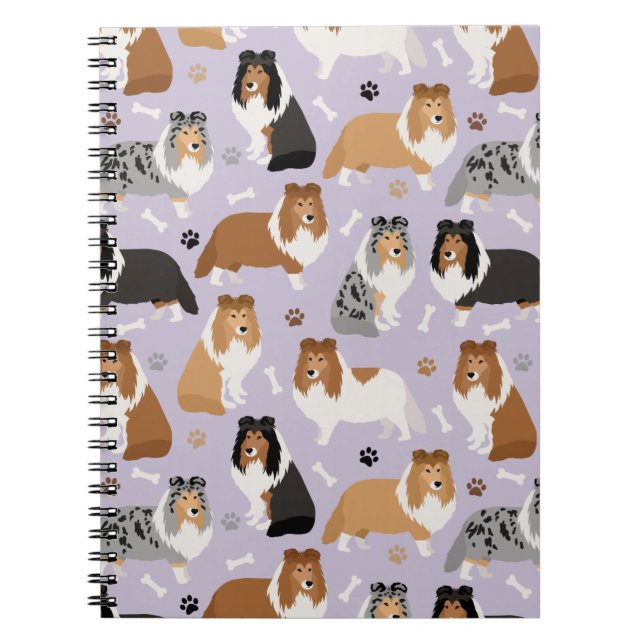 Sheltie Dog Bones and Paws Notebook (Front)