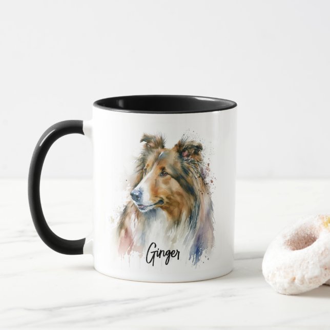 Sheltie Dog Breed Personalised Mug (With Donut)