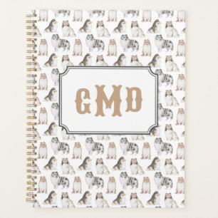 Sheltie Dog Breed   Tan Monogram Planner