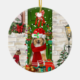 Sheltie Dog Christmas  Ceramic Tree Decoration