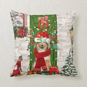 Sheltie Dog Christmas Cushion
