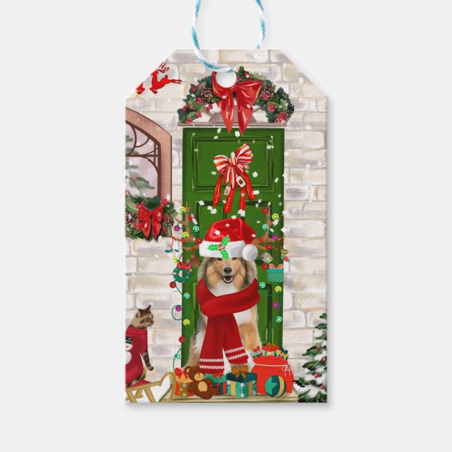 Sheltie Dog Christmas  Gift Tags (Front)