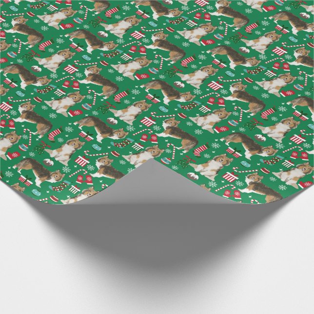 Sheltie Dog Christmas holiday Wrapping Paper (Corner)