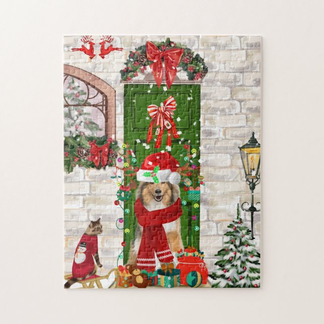 Sheltie Dog Christmas  Jigsaw Puzzle (Vertical)