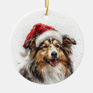 Sheltie Dog Christmas Personalized Ceramic Tree Decoration