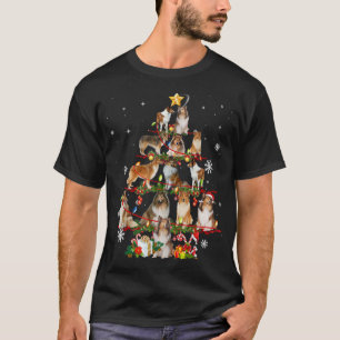 Sheltie Dog Christmas Tree Lights Funny Dog Xmas G T-Shirt