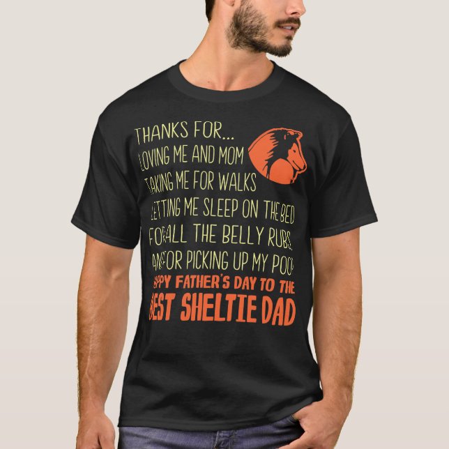 Sheltie Dog Happy Father's Day Gift T-Shirt (Front)