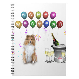 Sheltie Dog Happy New Year Notebook
