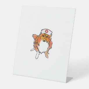 Sheltie Dog in Nurse Hat – animalsinhats Classic T Pedestal Sign