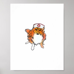 Sheltie Dog in Nurse Hat – animalsinhats Classic T Poster