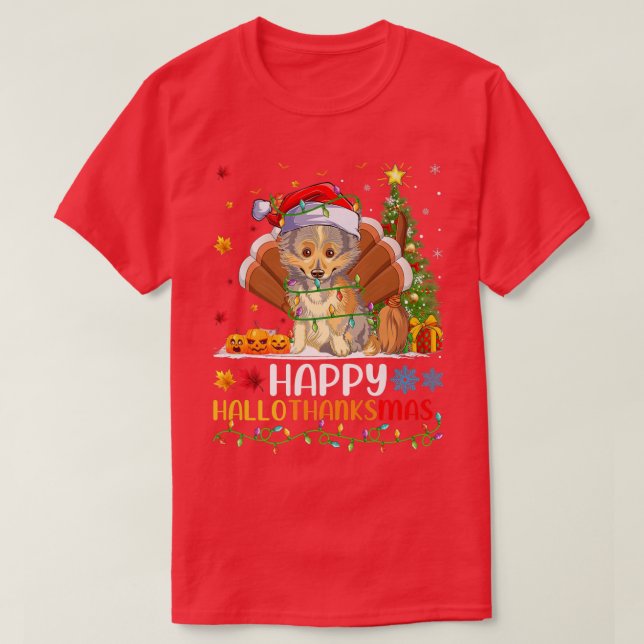 Sheltie Dog Lover Funny Happy Sheltie HelloThanksM T-Shirt (Design Front)