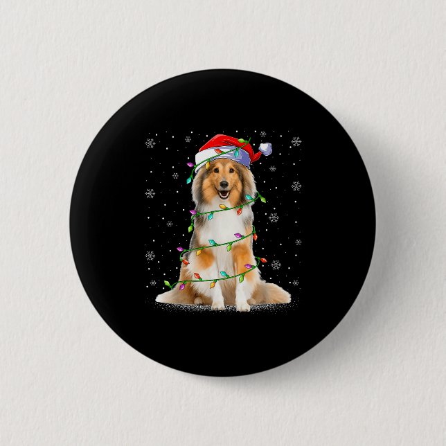 Sheltie Dog Lover Xmas Lighting Santa Sheltie Chri 6 Cm Round Badge (Front)