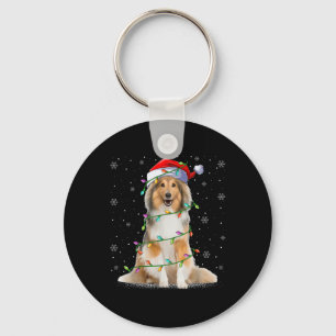 Sheltie Dog Lover Xmas Lighting Santa Sheltie Chri Key Ring
