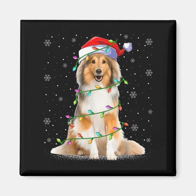 Sheltie Dog Lover Xmas Lighting Santa Sheltie Chri Magnet (Front)