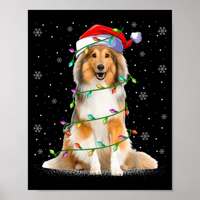 Sheltie Dog Lover Xmas Lighting Santa Sheltie Chri Poster (Front)