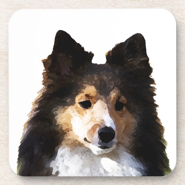 Sheltie Dog painting sketch Coaster (Front)