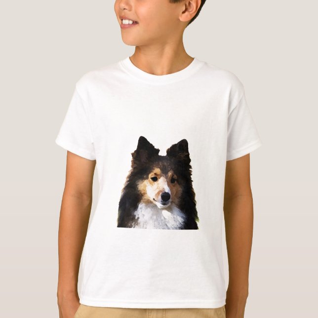 Sheltie Dog painting sketch T-Shirt (Front)