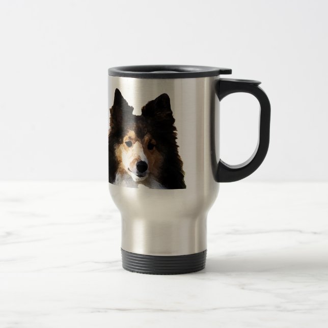 Sheltie Dog painting sketch Travel Mug (Right)