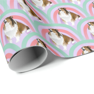 Sheltie Dog Rainbow Purple Birthday Wrapping Paper