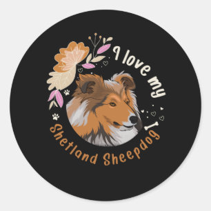 Sheltie Dog Shetland Sheepdog Gift Idea Classic Round Sticker
