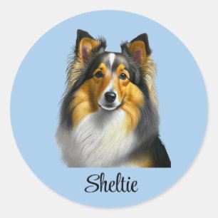 Sheltie Dog Template Classic Round Sticker