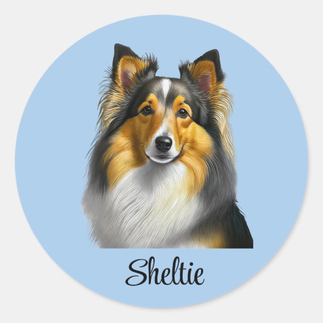 Sheltie Dog Template Classic Round Sticker (Front)