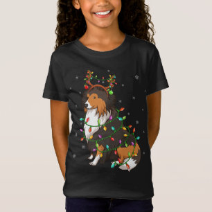 Sheltie Dog Xmas Lighting Reindeer Hat Sheltie Chr T-Shirt