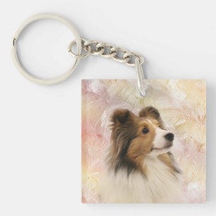 Sheltie face key ring