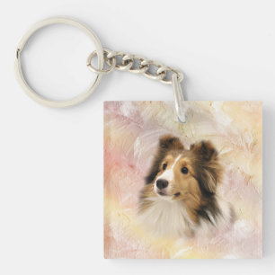 Sheltie face key ring