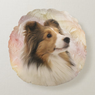 Sheltie face round cushion