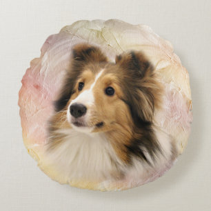 Sheltie face round cushion