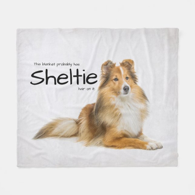 Sheltie Hair Fleece Blanket (Front (Horizontal))
