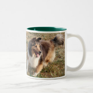 SHELTIE HAVING FUN Two-Tone COFFEE MUG