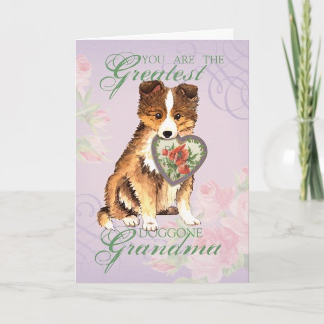 Sheltie Heart Grandma Card (Front)