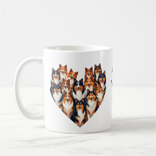 Sheltie Heart Illustration Cute Shetland Sheepdog Coffee Mug