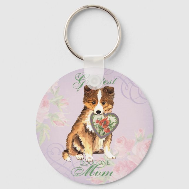 Sheltie Heart Mum Key Ring (Front)