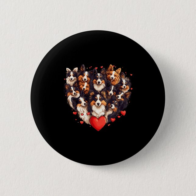 Sheltie Heart-shaped Cute Sheltie Dog Lover Men Wo 6 Cm Round Badge (Front)
