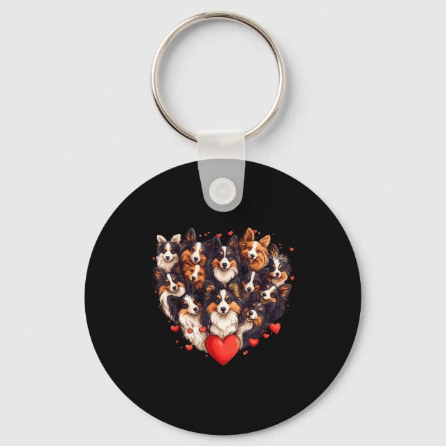 Sheltie Heart-shaped Cute Sheltie Dog Lover Men Wo Key Ring (Front)