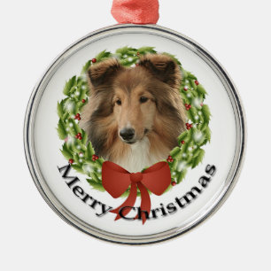 Sheltie Holiday Metal Tree Decoration