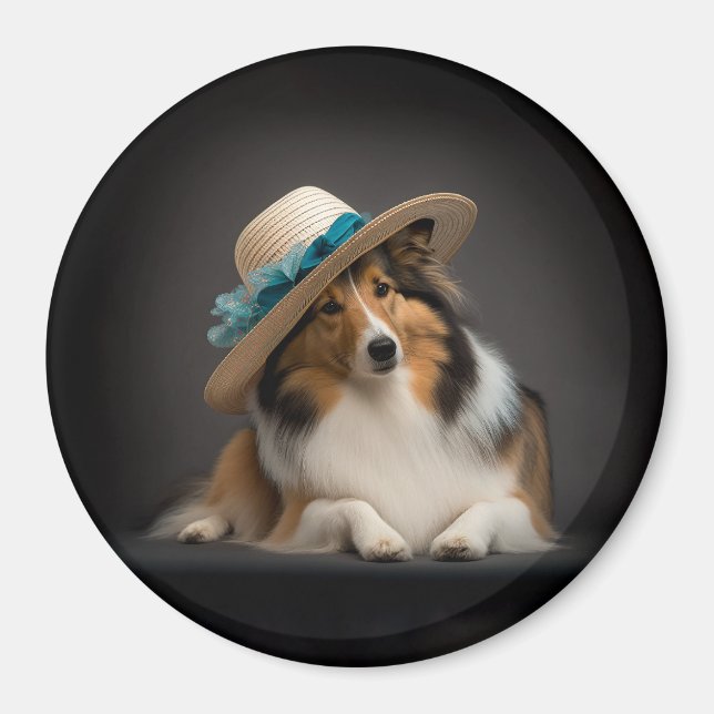 Sheltie in a Hat Magnet (Front)