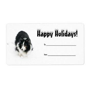 Sheltie in Snow Holiday Label