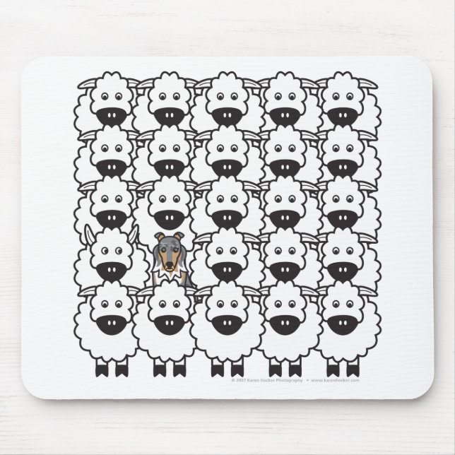 Sheltie in the Sheep Mouse Mat (Front)