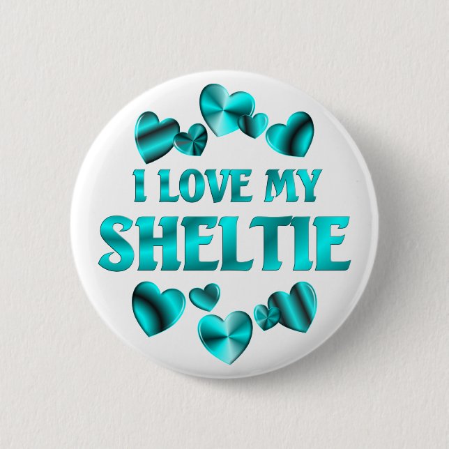SHELTIE Love 6 Cm Round Badge (Front)