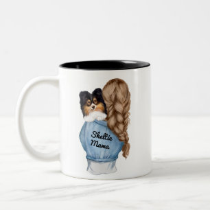 Sheltie Mama Brown w Tri-Colour Shetland Sheepdog Two-Tone Coffee Mug