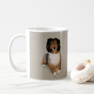 Sheltie mix dog portrait coffee mug