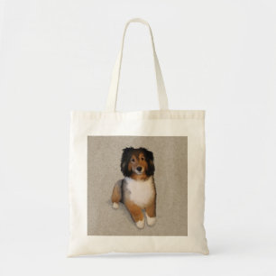 Sheltie mix dog portrait  tote bag