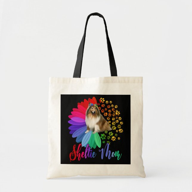 Sheltie Mum A Half Sunflower Sheltie Dog Lover Tote Bag (Front)